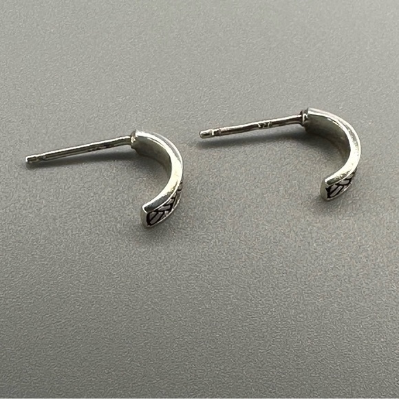 Chic Sterling Silver Tiny Huggie Hoops - Delicate Half Hoop Earrings - Picture 7 of 16